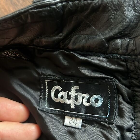 VTG Cafro size 34 by 27 leather high rise pants in EUC genuine black leather - Picture 5 of 12